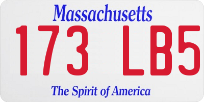 MA license plate 173LB5