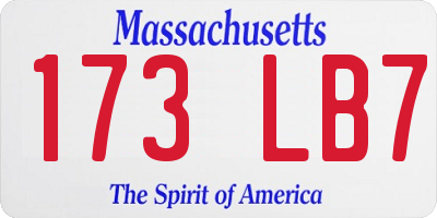 MA license plate 173LB7