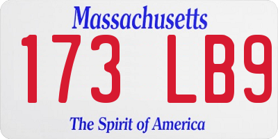 MA license plate 173LB9