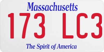 MA license plate 173LC3
