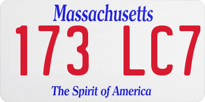 MA license plate 173LC7