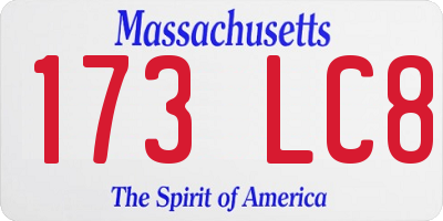 MA license plate 173LC8
