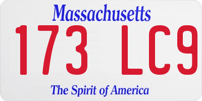 MA license plate 173LC9