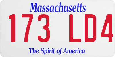 MA license plate 173LD4