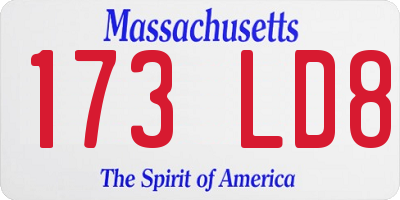 MA license plate 173LD8