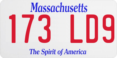 MA license plate 173LD9
