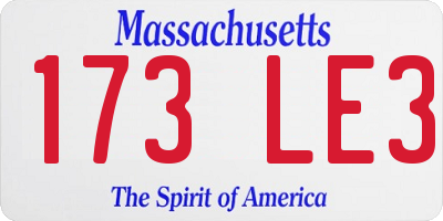 MA license plate 173LE3