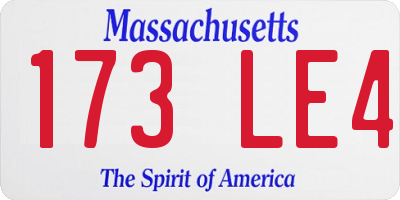 MA license plate 173LE4