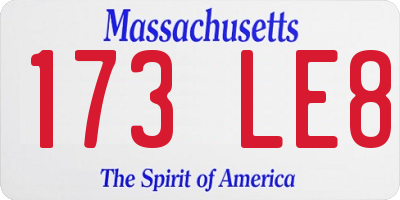MA license plate 173LE8