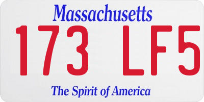 MA license plate 173LF5
