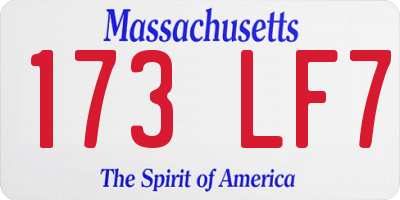 MA license plate 173LF7