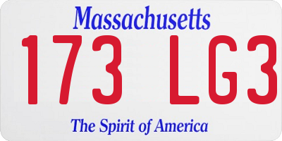 MA license plate 173LG3