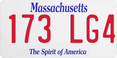 MA license plate 173LG4