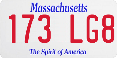 MA license plate 173LG8