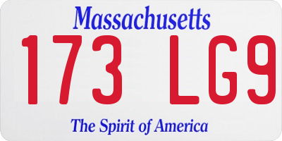 MA license plate 173LG9
