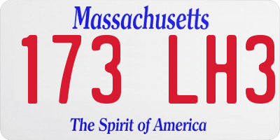 MA license plate 173LH3