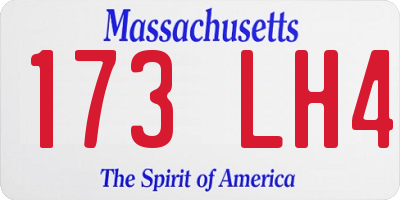 MA license plate 173LH4