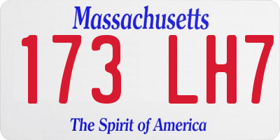 MA license plate 173LH7