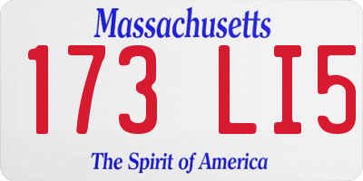 MA license plate 173LI5