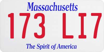 MA license plate 173LI7