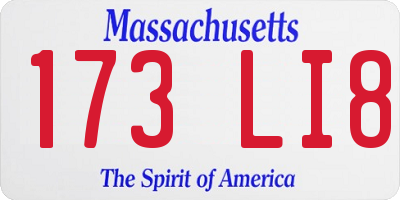 MA license plate 173LI8