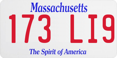 MA license plate 173LI9