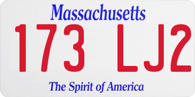 MA license plate 173LJ2
