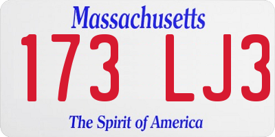 MA license plate 173LJ3