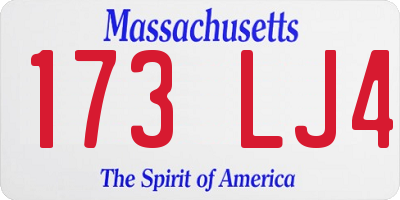 MA license plate 173LJ4