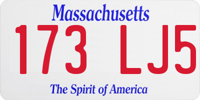 MA license plate 173LJ5