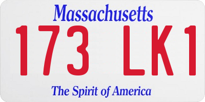 MA license plate 173LK1