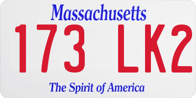 MA license plate 173LK2