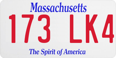 MA license plate 173LK4