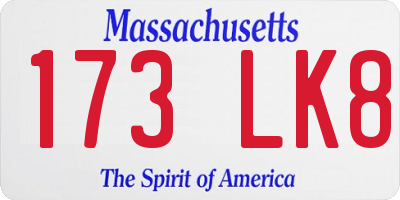 MA license plate 173LK8