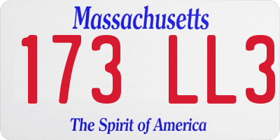MA license plate 173LL3