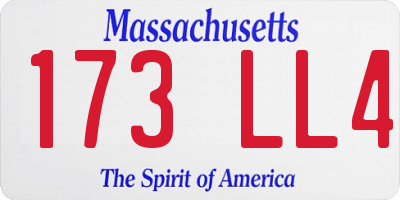 MA license plate 173LL4