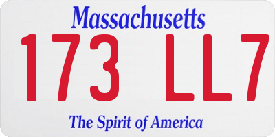 MA license plate 173LL7
