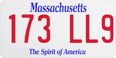 MA license plate 173LL9