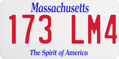 MA license plate 173LM4