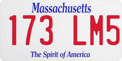 MA license plate 173LM5