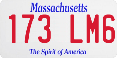 MA license plate 173LM6