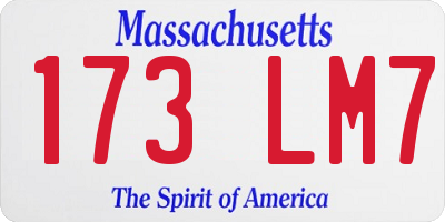 MA license plate 173LM7