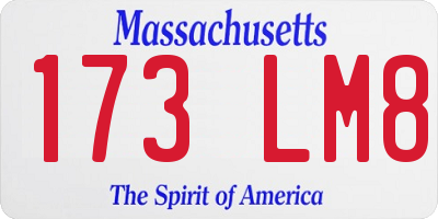 MA license plate 173LM8