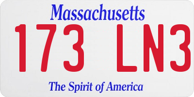 MA license plate 173LN3