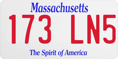MA license plate 173LN5