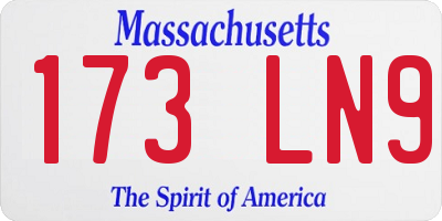 MA license plate 173LN9