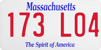 MA license plate 173LO4