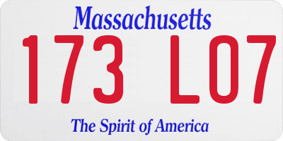 MA license plate 173LO7