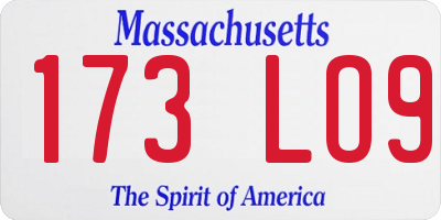 MA license plate 173LO9