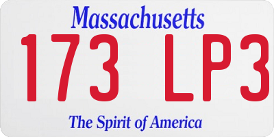 MA license plate 173LP3